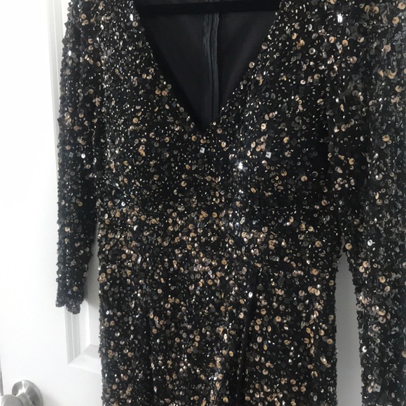Pisarro Nights black & gold sequin cocktail dress - Picture 3 of 4
